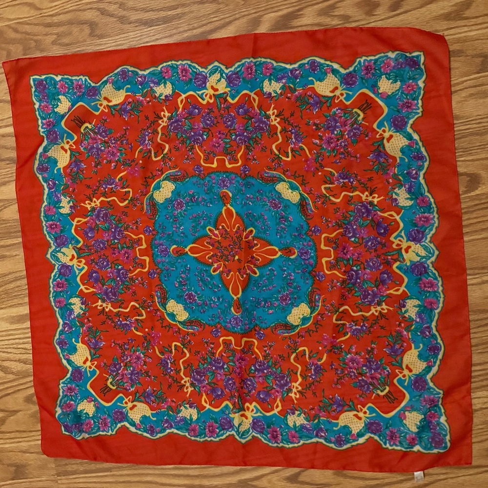 Vibrant Floral Square Scarf.